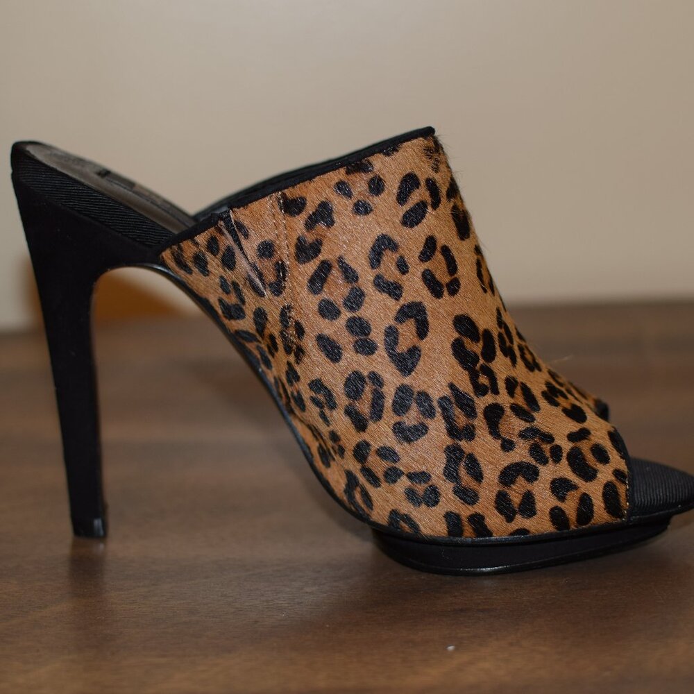 MANGO Animal Print Leather Hair On Cheetah Peep Toe Heels Date Night Classy - 6 - Picture 7 of 12